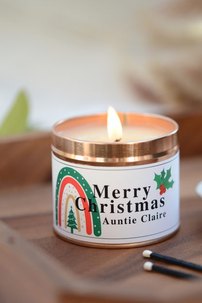 Merry Christmas Auntie - Personalised Candle Gift - Hideaway Home Fragrances