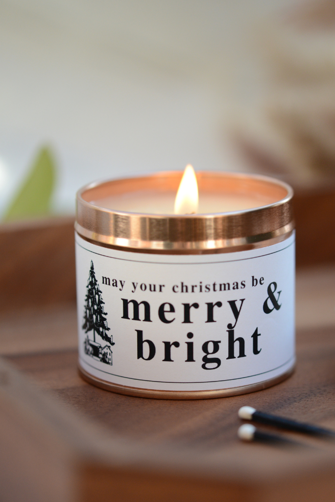 Merry & Bright - Personalised Christmas Candle Gift - Hideaway Home Fragrance & Gifts