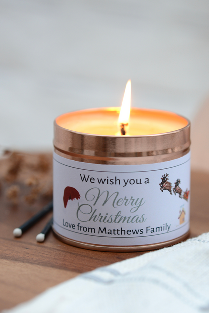 Merry Christmas Gift - Personalised Candle Gift - Hideaway Home Fragrances