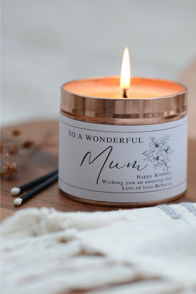 A Wonderful Mum Happy Birthday Personalised Candle Gift - Hideaway Home Fragrances