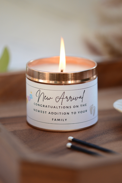 New Baby Arrival - Personalised Candle Gift - Hideaway Home Fragrances