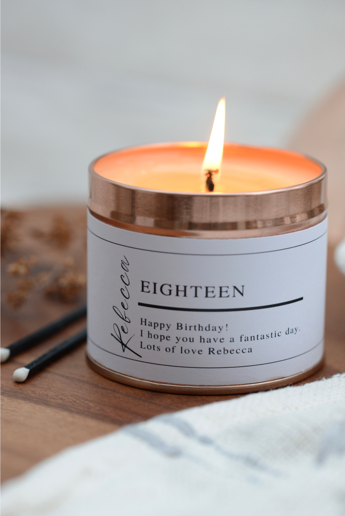 Elegant Happy Birthday (any age) Personalised Candle Gift - Hideaway Home Fragrances