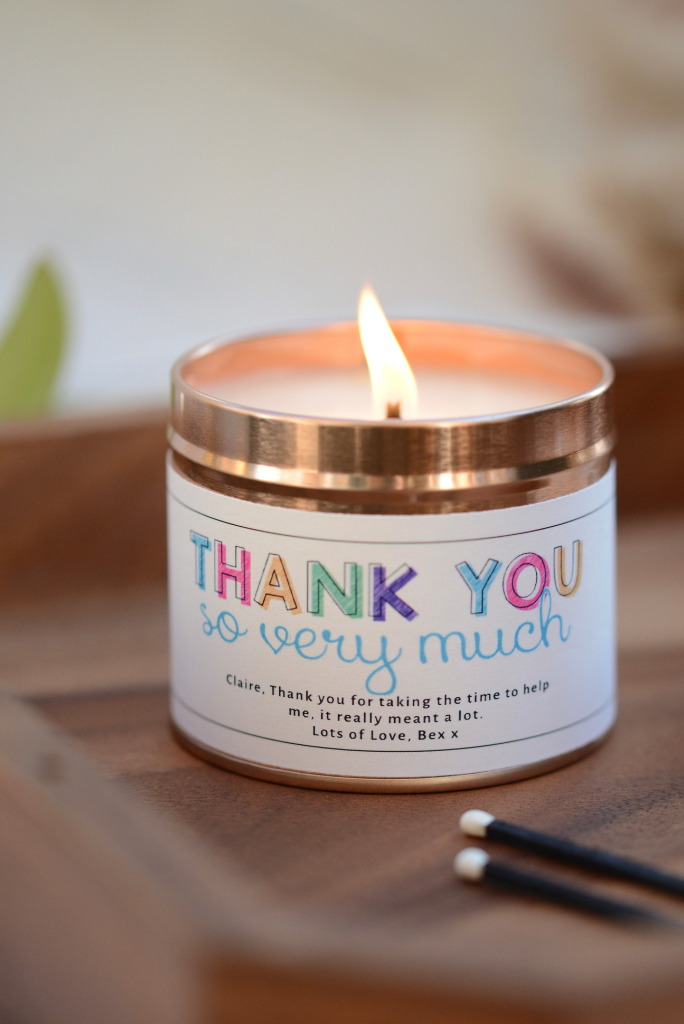 Thank you so very much - Personalised Candle Gift - Hideaway Home Fragrances