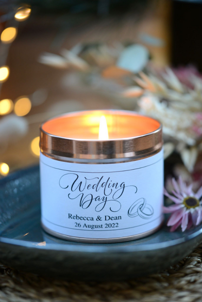 Wedding Day Gift for Couple - Personalised Candle Gift - Hideaway Home Fragrances