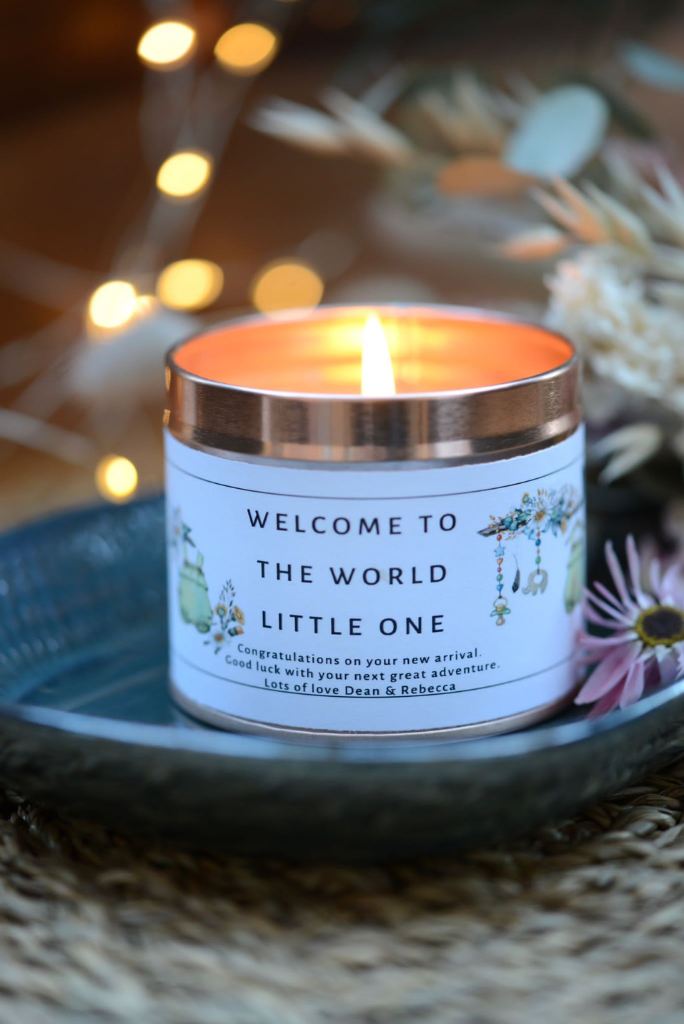 Welcome to the World Little One - Personalised Candle Gift