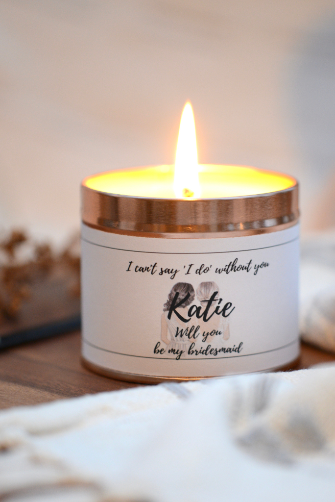 Will you be my Bridesmaid - Personalised Candle Gift - Hideaway Home Fragrances